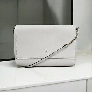 Kate Spade Charlotte Street Alek Crosshatched Leather Chain Ivory Crossbody COA